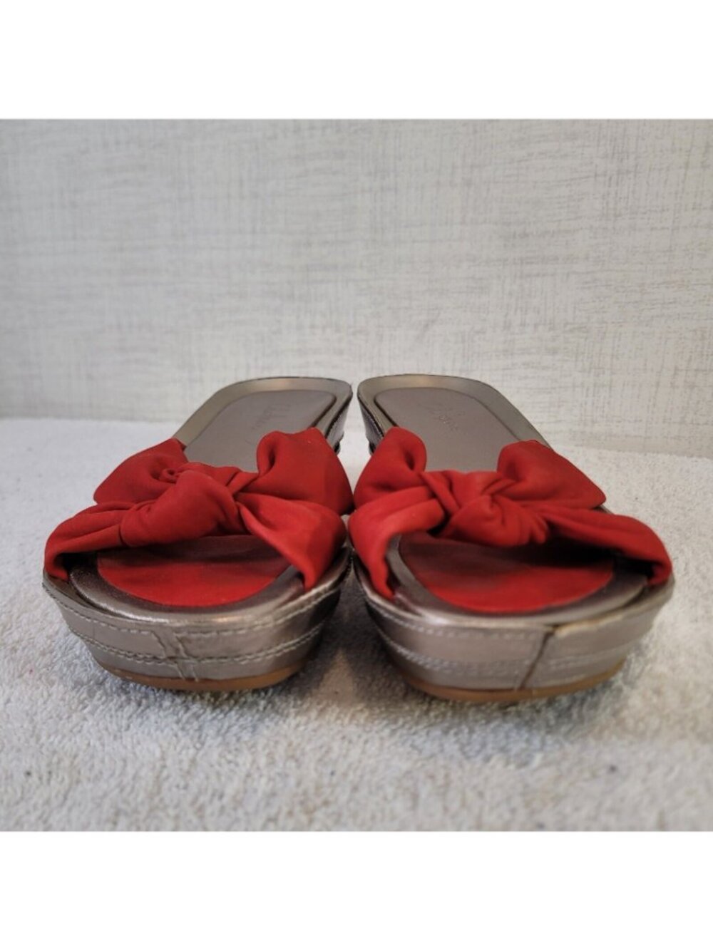 Cole Haan Platform Wedge Sandals Womens 6.5 Red Slip On Air Cushioned EUC - Picture 9 of 10